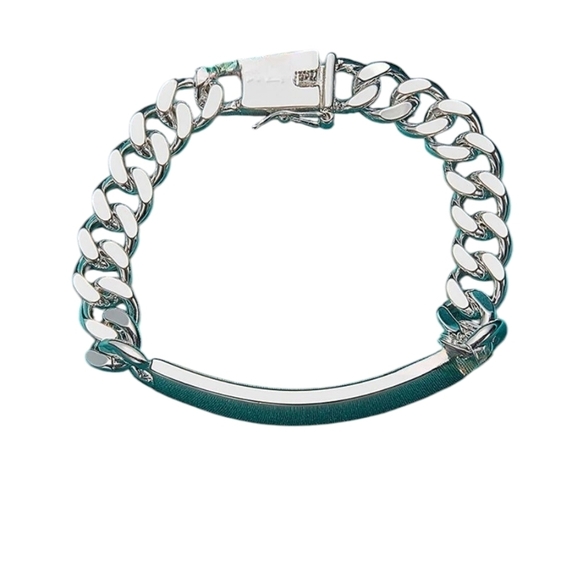 NEW 925 Silver plated Bracelet Curved Column Chain - Picture 4 of 6